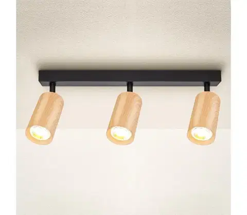 Svietidlá BRILAGI - Bodové svietidlo SELE 3xGU10/30W/230V čierna/dekor duba WO-Z3-A-OEM