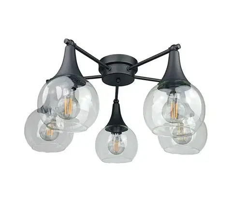Svietidlá Keter Lighting Prisadený luster STAR 5xE27/60W/230V čierna/číra 2848