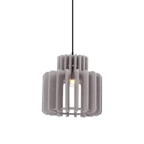 Závesné svietidlá Retro závesná lampa čierna s hnedosivým tienidlom - Felt
