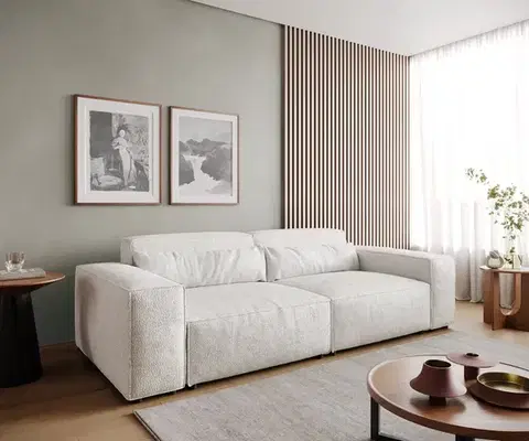Veľké pohovky DELIFE Veľká pohovka Sirpio 230x95 cm bouclé bielo-béžová