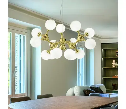 Svietidlá Ideal Lux - Luster na lane NODI 15xE14/28W/230V pr. 105 cm mosadz/biela 241012