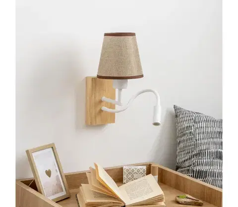 Svietidlá BRILAGI - LED Nástenná lampa NUBILA WOOD 1xE27/25W/230V + LED/3W dub/hnedá BG1565+BG1570