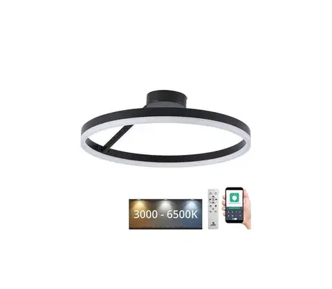Svietidlá  LED Stmievateľný prisadený luster LED/40W/230V 3000-6500K čierna + diaľkové ovládanie TA1313/B