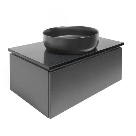 Kúpeľňový nábytok Kúpeľňová skrinka so žulovou krycou doskou SAT Feel 80x30x46 cm antracit mat SATFEEL80ANTZ SATFEEL80ANTZ