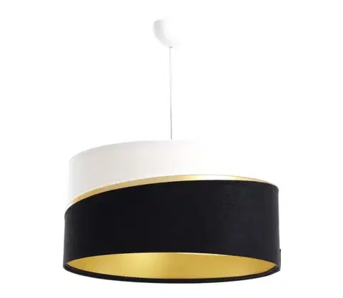Svietidlá  Luster na lanku SWING 1xE27/60W/230V čierna/biela/zlatá 01A-025-50