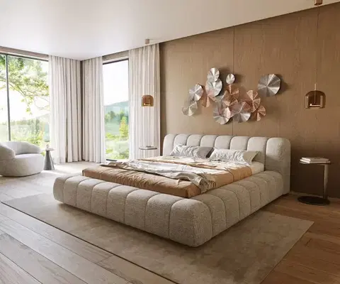 Čalúnené postele DELIFE Čalúnená posteľ Cutio 180x200 cm tkanina mäkká béžová
