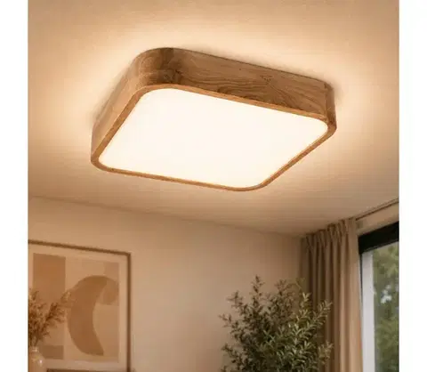 Svietidlá  Stropné svietidlo OAK SQUARE 2xE27/15W/230V 35x35 cm dub LD-PD-11.1/DĄB
