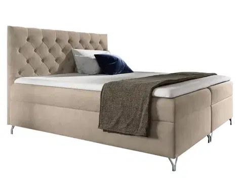 Postele KONDELA Guliette 200 boxspringová manželská posteľ béžová (Velvet)