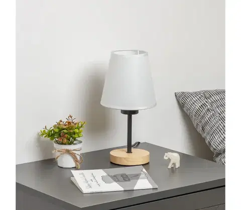 Lampy BRILAGI - Stolná lampa NUBILA WOOD 1xE27/25W/230V dub/biela BG1567+BG1573