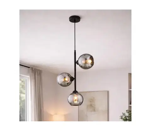 Svietidlá BRILAGI - Luster na lane DIOR 3xE27/60W/230V čierna/dymovo sivá 59-021B