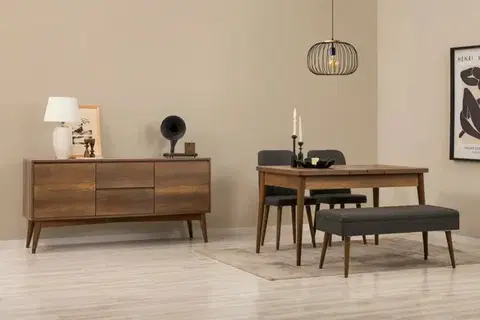 Jedálenské sety Set s rozkladacím stolom, stoličkami a konzolou (5 kusov) Vina 02 1053 - Walnut, Anthracite