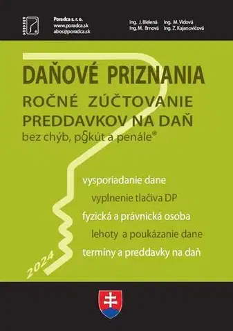 Dane, účtovníctvo Daňové priznanie + vyplnené vzory a tlačivá - Jana Bielená,Miroslava Brnová,Michaela Vidová a Ján Mintál