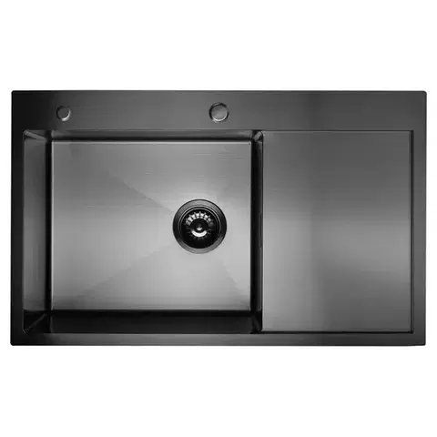 Oceľové drezy Drez Kongo ľavý 780x480x230 PVD BLACK  NANO