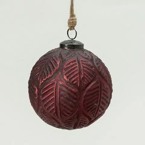Vianočné dekorácie Sklenená ozdoba Rustic Leaf II 12 cm