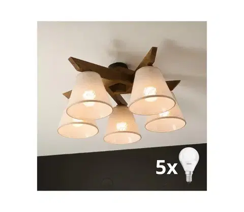 Svietidlá BRILAGI - LED  Prisadený luster ANTHONY 5xE14/40W/230V dub orech/béžová 8590828610793