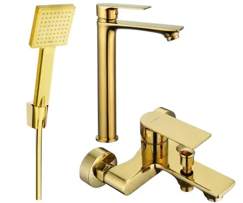Sprchy a sprchové panely MEXEN/S - Royo R45 Set umývadlové a vaňové batérie s príslušenstvom, zlatá 72213R45-50