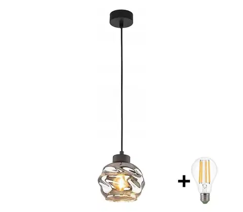 Svietidlá  LED luster na lankách ZULIA 1xE27/15W/230V čierna/dymová čierna 5724