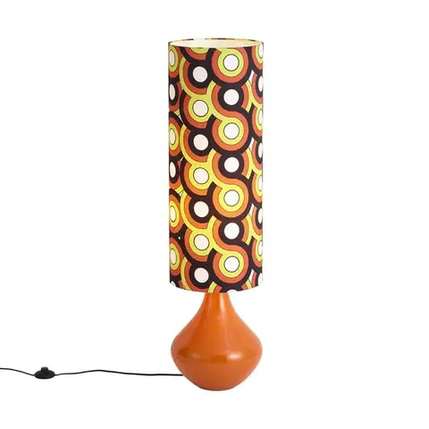 Stojace lampy Retro stojaca lampa oranžová s látkovým tienidlom viacfarebná - Mina