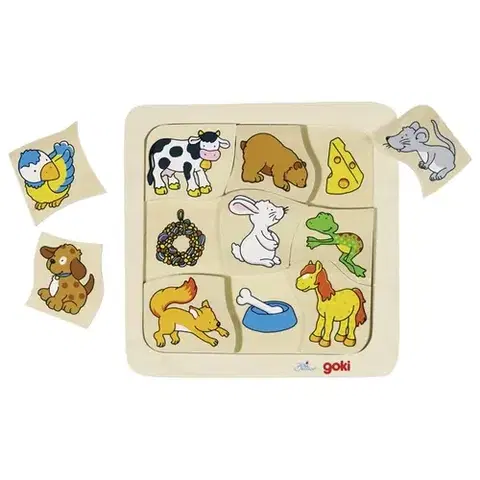 Drevené hračky Goki Drevené puzzle Čo jedia?