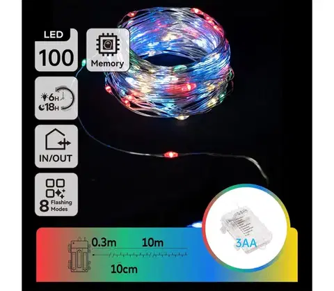 LED osvetlenie  B.V.  - LED Vonkajší  reťaz 100xLED/8 funkcií 10,3m IP44 multicolor B10303K1G