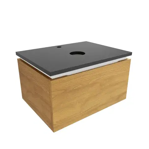 Kúpeľňový nábytok Kúpeľňová skrinka so žulovou krycou doskou SAT Feel 60x30x46 cm medový dub mat SATFEEL60DMZ SATFEEL60DMZ