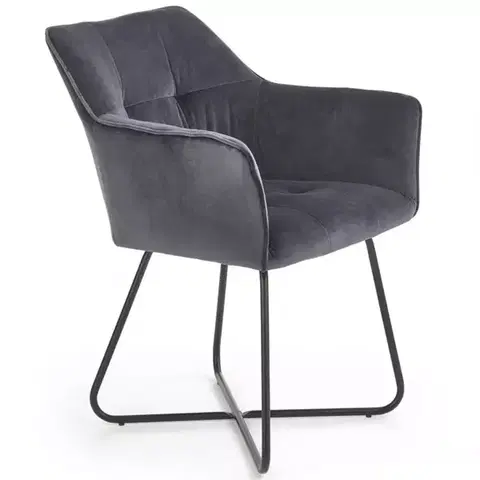 Čalúnené stoličky Stolička K377 Velvet/Kov Šedá