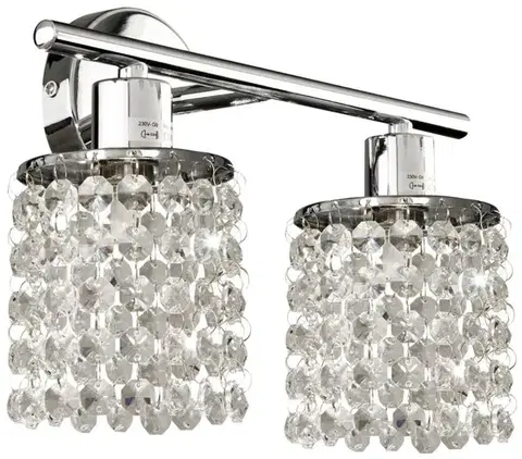 Nástenné svetlá Dvojitá chrómová nástenná lampa s bielymi kryštálmi Royal