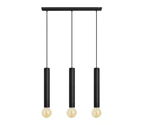 Svietidlá  Luster na lanku TUBA 3xE27/15W/230V čierna W-L 1117/3 BK