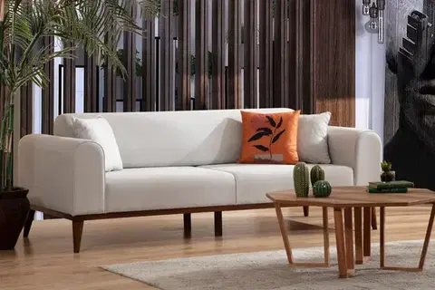 Pohovky a gauče Trojmiestna rozkladacia pohovka Cofi 3 Seater - Cream