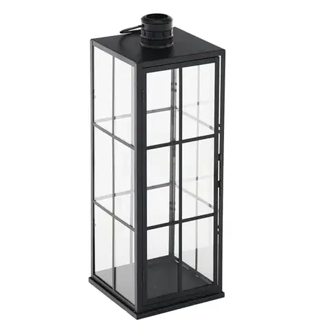 Svietniky KONDELA Elijar Typ 3 kovový lampáš 56,5 cm čierna