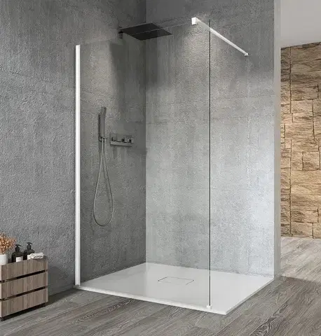 Sprchové dvere GELCO - VARIO WHITE jednodielna sprchová zástena na inštaláciu k stene, číre sklo, 1100  GX1211GX1015
