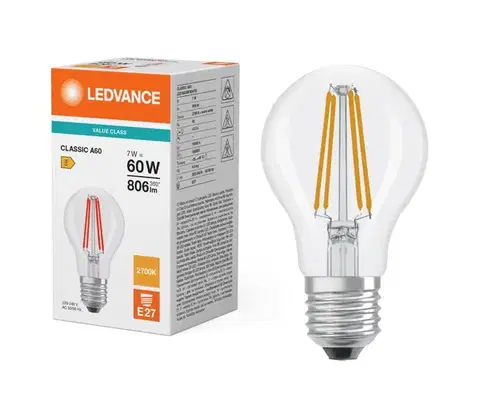 LED osvetlenie LED žiarovka CLASSIC FILAMENT A60 E27/7W/230V 2700K - Ledvance 4099854476495
