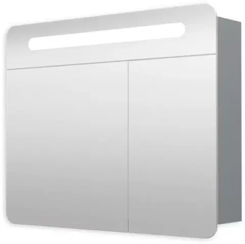 Kúpeľňové zrkadlá Naturel - Zrkadlová skriňa 80 cm, 2 dvere, 2x pánt, LED osvetlenie, zásuvka + vypínač, IP44 GALPIR80LED GALPIR80LED