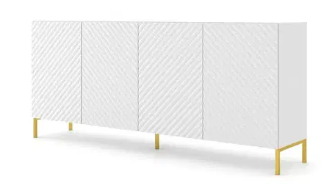 Komody ArtBm Komoda SURF 200 | 4D Prevedenie: Biely mat / zlaté nohy