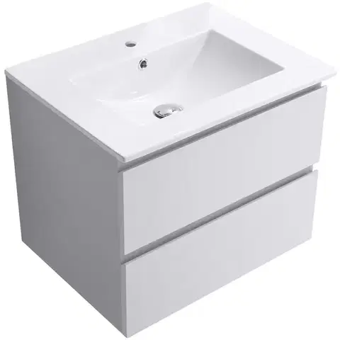 Kúpeľňový nábytok CERANO - Kúpeľňová skrinka Carole + keramické umývadlo Todo - biela matná - 61x50x46,5 CER-476288