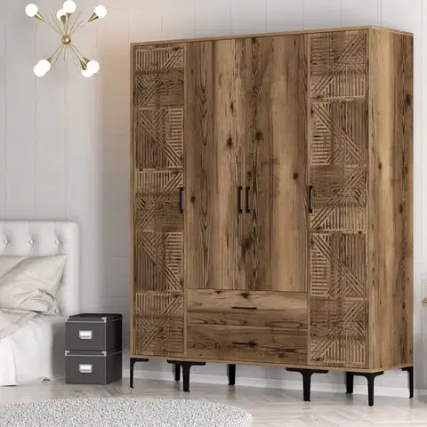 Šatňové skrine Šatníková skriňa Kumsal PTP - Walnut