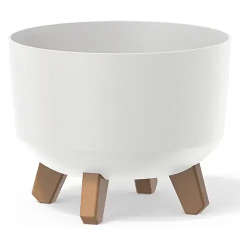 Kvetináče a truhlíky NABBI DGRL240 plastový kvetináč na nožičkách 23,8 cm biela