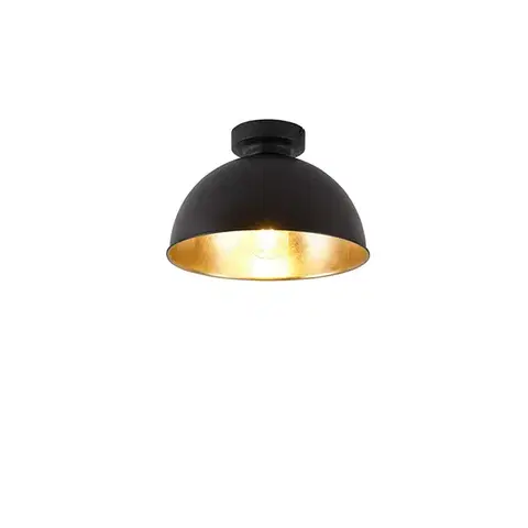 Stropné osvetlenie Priemyselné stropné svietidlo čierne & zlaté 28 cm - Magnax