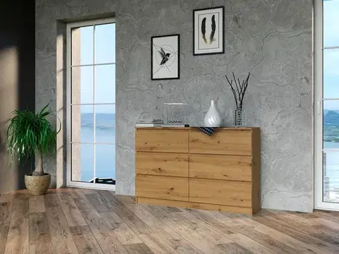Komody a skrinky Široká komoda so zásuvkami WALMA M6 120, dub artisan