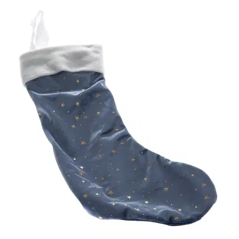 Vianočné dekorácie Závesná vianočná pančucha Stars, 20 x 43 x 2 cm, modrá