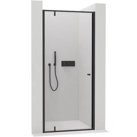 Sprchovacie kúty CERANO - Sprchové pivotové dvere Ferri L/P - 6 mm - čierna matná, transparentné sklo - 80x195 CER-425632