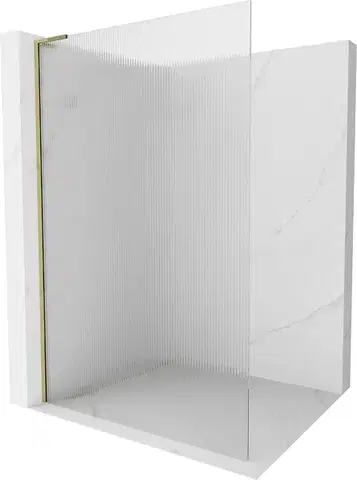 Sprchové dvere MEXEN/S - Kioto L Sprchová zástena WALK-IN 70 x 200, prúžky, zlatá 800-070-103-50-09
