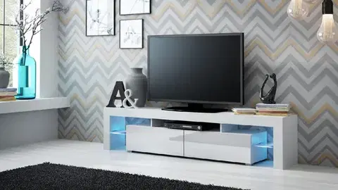 TV stolíky CAMA MEBLE Solo tv stolík biela / biely lesk