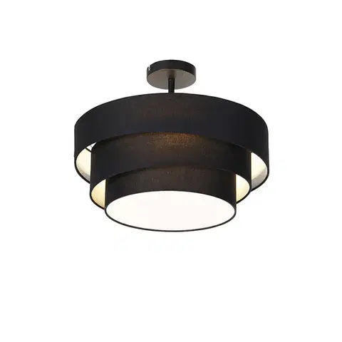 Stropné osvetlenie Moderné stropné svietidlo čierne 45 cm 3-svetlo - Drum Trio