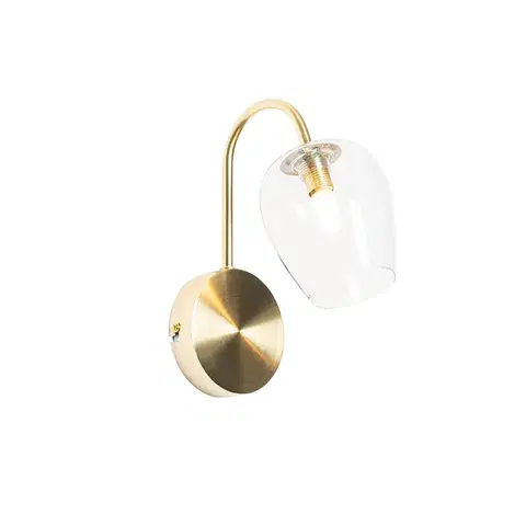 Nástenné osvetlenie Klasická zlatá nástenná lampa so sklom - Elien