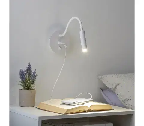 Svietidlá BRILAGI - LED Flexibilná nástenná lampa s USB portom MAYA LED/3W/230V biela BRI102