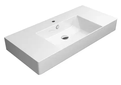 Umývadlá GSI - KUBE X keramické umývadlo 100x47cm, s odkladacími plochami, biela ExtraGlaze 9451111