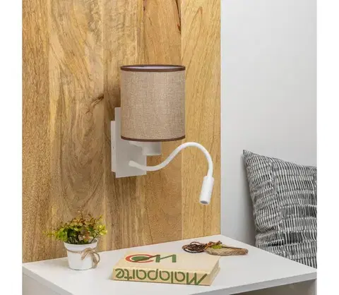 Svietidlá BRILAGI - LED Nástenná lampa NUBILA 1xE27/25W/230V + LED/3W biela/hnedá BG1559+BG1583