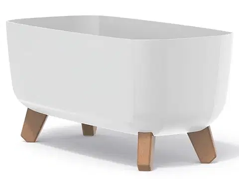 Kvetináče a truhlíky NABBI DGCL400 plastový kvetináč na nožičkách 39 cm biela