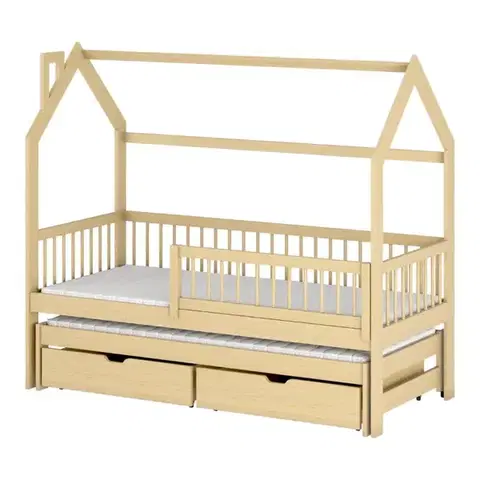Detské postele Posteľ Domček Papi 90x200 borovica